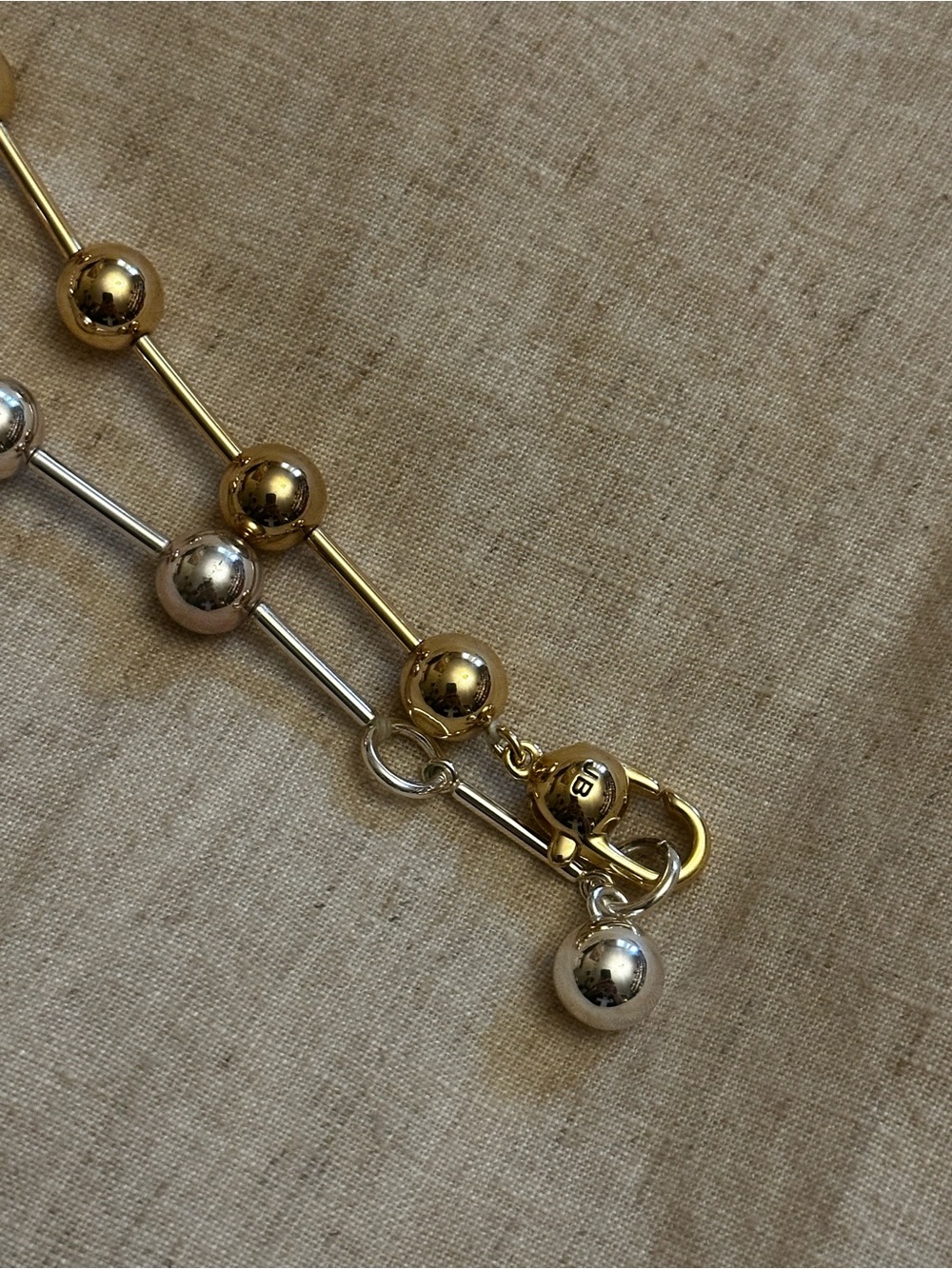 Jenny Bird Two-Tone Bead Link Necklace in Silver & Gold Tones - Picture 3 of 9